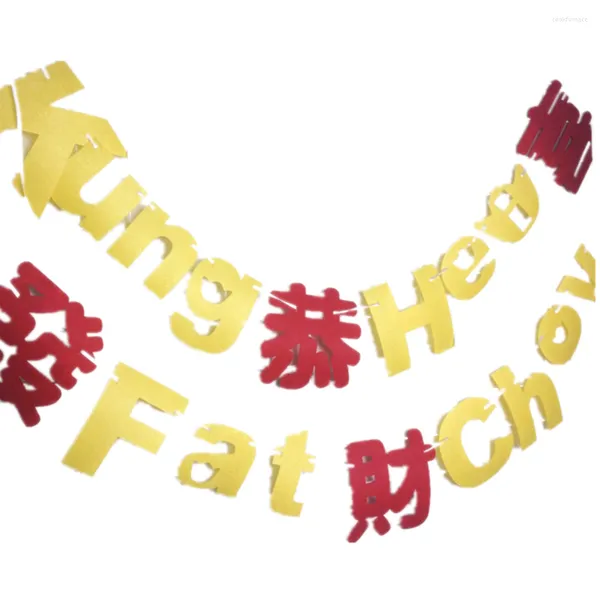 Decoración de fiesta 1 juego Banner clásico chino Feliz año Kung Fat Choy letras banderines para exteriores