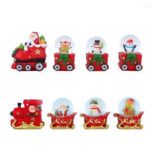 Party Decoratie 1 Set Christmas Snow Globe Crystal Train Ornament Santa Claus Snowman Elk Sleigh Car Round Ball Kmas Desktop Decor