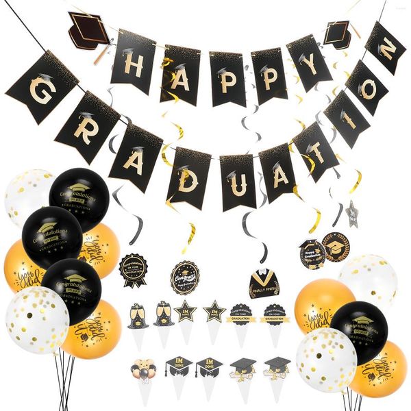 Décoration de fête 1 Set Graduation Latex Balloon Cake Dessert Topper Banner Layout Props