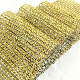 Feestdecoratie 1 meter gouden diamant sprankelende strass mesh lint voor evenement bruiloft verjaardagen decoraties 5BB5718