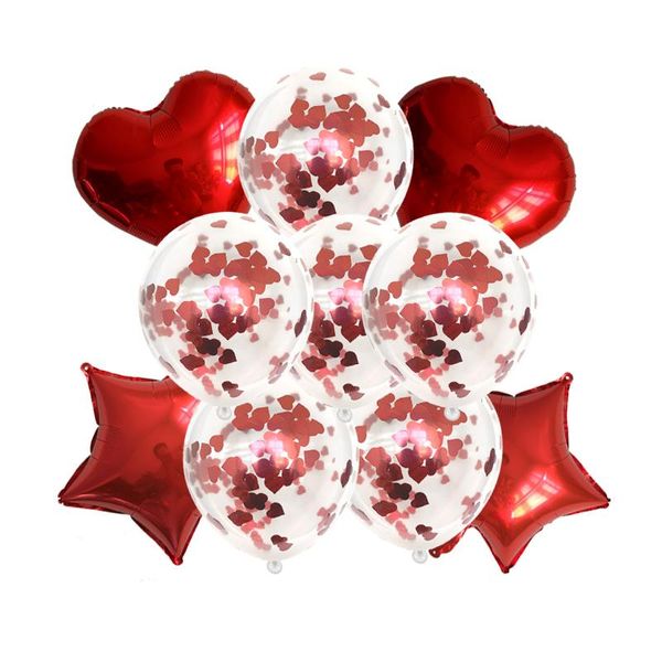 Decoración de fiesta, 10/12 Uds., Globos de papel de aluminio con forma de corazón rojo de 18 pulgadas, confeti transparente, Globos de látex, boda, regalo de San Valentín, cumpleaños