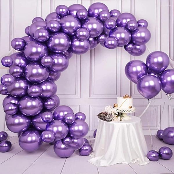 Décoration de fête 10/20 / 30pcs Metallic Purple Chrome Balloons Mariage Bridal Helium Globos Graduation Anniversary Anniversaire Baby Shower Decor