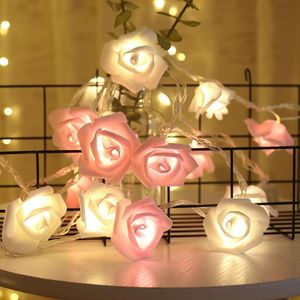 Party Decoratie 10/20 LED ROSE FLOM STRING LICTEN KUNSTIGE GARLAND Fairy Fairy Wedding Valentijnsdag Kerstmis Kerstmis