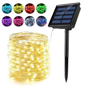Party Decoration 10 / 20m LED Outdoor Solar Lamp String Lights Waterdichte Stake Powered Strings Light Xmas Garden Decor