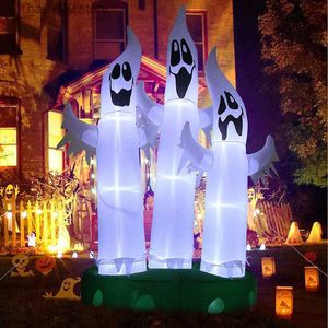 Feestdecoratie 10 Ft Halloween Decoraties Opblaasbaar 3 Spoken Halloween Decor met LED-licht Gazon Opblaasbaar Buitenspeelgoed voor Thuis Tuin Decor T230926