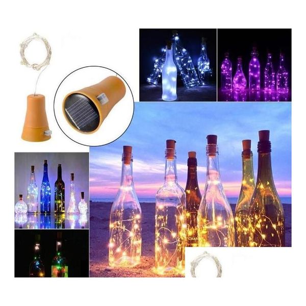 Décoration De Fête 10 Led Solaire Bouchon De Bouteille De Vin Cuivre Fée Bande De Fil En Plein Air Nouveauté Nuit Lampe Diy Cork Light String Drop Deli Dheqx