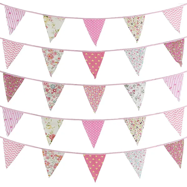 Decoración de fiesta 10 metros Banner Banderín 36 Bandera triangular para boda Cumpleaños Bunting Pared Colgante Guirnalda Hogar