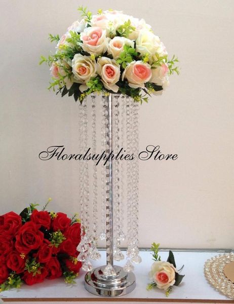 Décoration de fête 10 pcs 55 cm de hauteur en acrylique rack de fleurs routiers de la route en cristal en vase maître de table de table maître