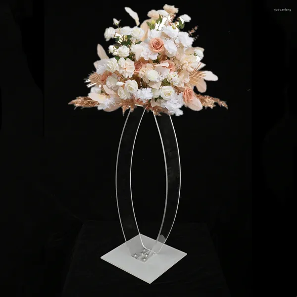 Decoración de fiesta 10 PCS Flores de acrílico Stand 31 pulgadas Road Lead Clear Wedding Table Centerpiece Flower Rack para eventos