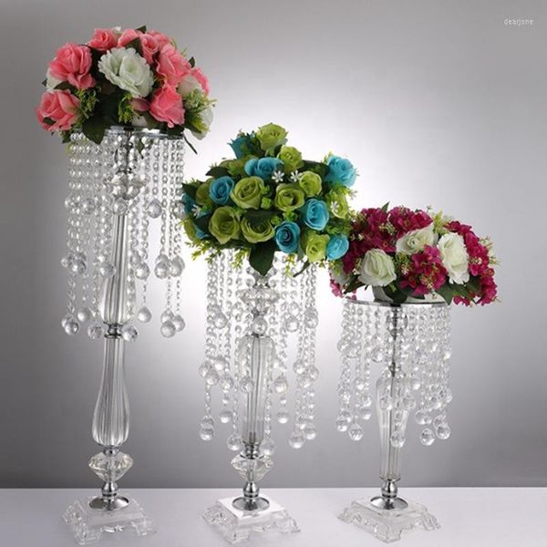 Décoration de fête 10 pièces élégantes 73/53/43 cm de hauteur, support de fleurs de mariage en cristal, centre de table, décor d'événement de noël