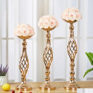 Feestdecoratie 10 stuks metalen bloemstuk standaard bruiloft centerpieces 20 inch hoge elegante vaas gouden kandelaar Drop levering Ho Dh3A0