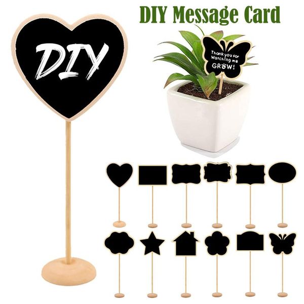 Décoration de fête 10 pièces Mini tableau noir pince en bois longue Pos Peg mémo Clips ornements jardin mariage message ardoise panneau carte étiquette