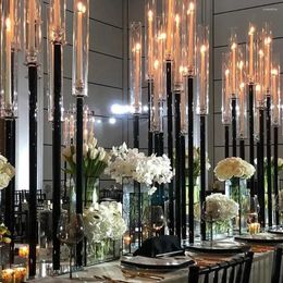 Party Decoratie 10 pc's) Groothandel Tall Black Metal 8 Arms Candlestick For Wedding Table Centerpieces 394