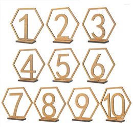 Feestdecoratie 10 stuks Woodsy Decor Tafel Nummer Houders Bruiloften Dineren Bruiloft Benodigdheden Houten Hexagon Nummers Bruid