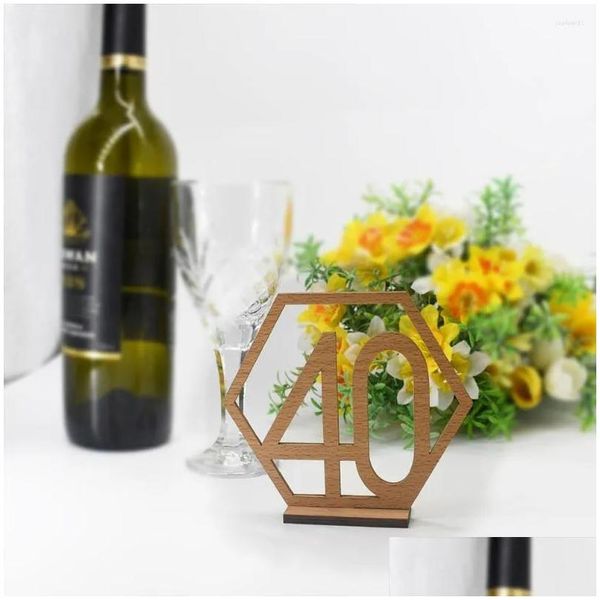 Décoration de fête 10 pcs Woodsy Decor Table Number Holders Mariages Salle à manger Fournitures de mariage Numéros hexagonaux en bois Bride Drop Deliver Dhefy