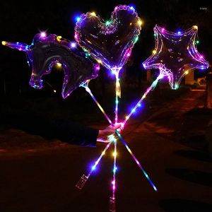 Décoration de fête 10 ensembles LED brillant ballons transparents clair coeur / étoile forme ballon avec lumières mariage anniversaire Globos Ballon décor