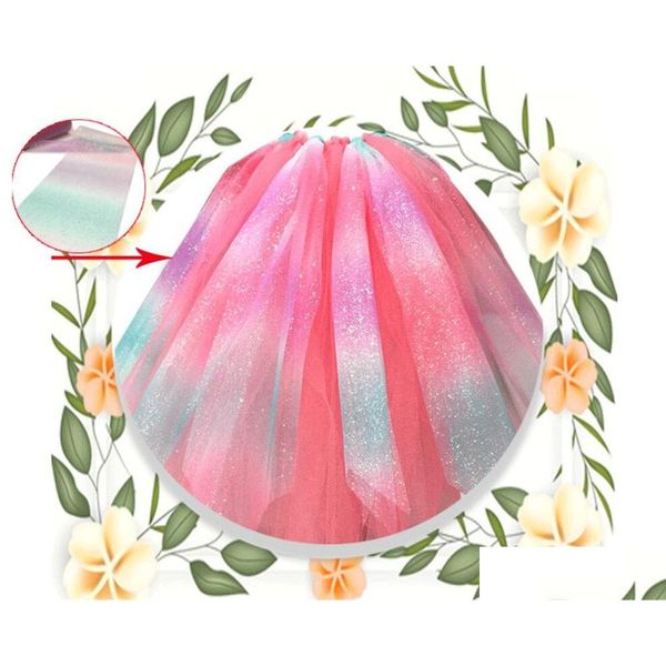 Décoration de fête 10 Yard / Roll Rainbow Glitter Tle Roll Sequin Crystal Organza Sheer Fabric Diy Craft Gift Tutu Jupe Home Wedding Xb Dh25Q