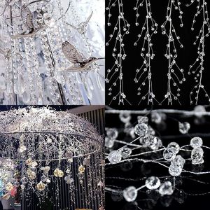 Decoración de fiesta, 100-150cm, cuentas de cristal acrílico, cortina, guirnalda, rama de boda, cadena, decoración de cuentas, suministros para fiesta