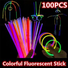 Party Decoratie 100/200PCS Glow Sticks Fluorescentie Licht In Het Donker Armband Ketting Neon Bruiloft Verjaardag Props decor