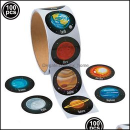 Party Decoration 100/200x Solar System Planet Paper Sticker Outer Space Verjaardag Decor Zegeling Kinderen Astronomie Diy Tag Drop del MxHome DHJXS