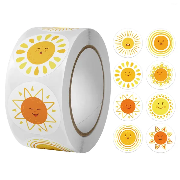 Décoration de fête 100-500pcs 8 styles rond dessin animé soleil smiley enfants récompense autocollants à la main scrapbooking emballage cadeau étiquette de sceau