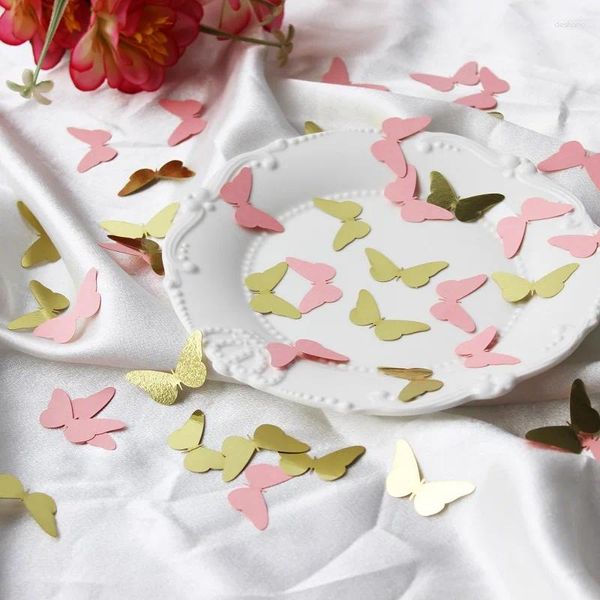 Decoración de fiestas 100 PCS Representante de papel de mesa de mariposa dorada y rosa para suministros de cumpleaños para niños de baby shower