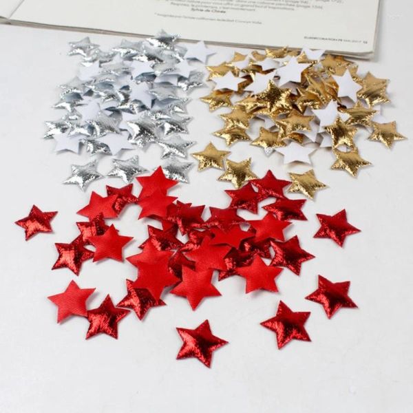 Decoración de fiesta 100 PCS Estrellas de oro / plata para decoración navideña Tela de espuma DIY Tarjetas de álbum de recortes Adornos Adornos Accesorio