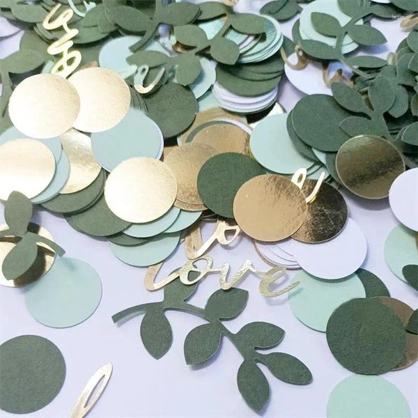 Décoration de fête 100 pièces feuilles confettis vert or rond papier amour pour mariage anniversaire bureau lancer bricolage décor