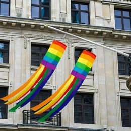 Décoration de fête 100 cm arc-en-ciel LGBT Peide drapeau de trachée à vent en plein air jardin bannière en soie fournitures gays lesbiennes