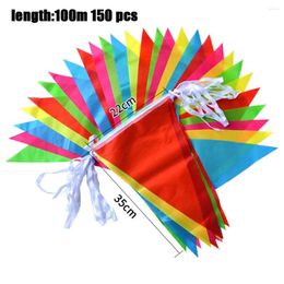 Décoration de fête 100M Drapeaux Triangle multicolores Bunting Banner Garland 22 35cm pour la maternelle jardin de mariage décor de rue