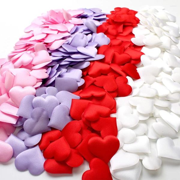 Décoration de fête 100pcs 35mm coeur pétales confettis romantique éponge satin tissu mariage saint-valentin anniversaire
