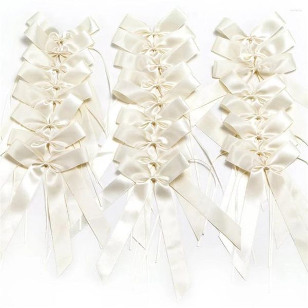 Décoration de fête 100pcs noués arc ruban blanc beige mariage banc de billets arcs accessoires de décoration