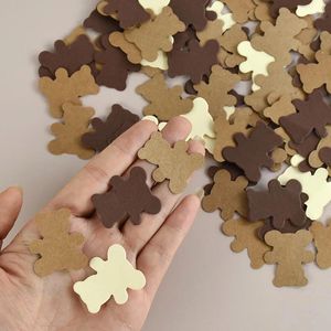 Décoration de fête 100pcs Brown Bear Paper Confetti pour fille garçon bébé douche enfants Teddy thème anniversaire décorations table de mariage de dispersion