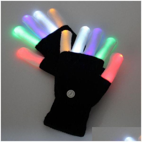 Décoration de fête 100pcs KTV Club Party Dance Halloween Clignotant LED Flash Gants Finger Light Up Glow Fancy Dress Show Noël Festi Dhksx