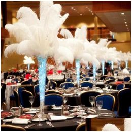 Feestdecoratie 100 stks/partij Kwaliteit Decor Natuurlijke Witte Struisvogelveren 20-25Cm Colorf Veer Bruiloft Verenkleed Decoratieve Drop Deli Dhjph