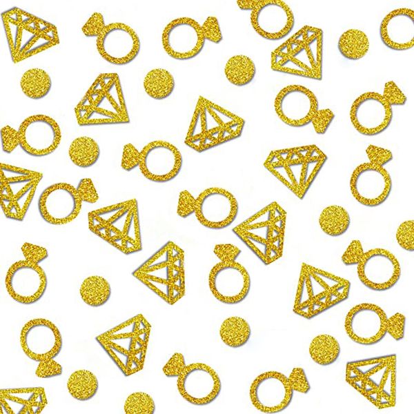 Decoración de fiesta 100 unids / paquete Anillo de diamante de oro Glitter Confetti Mesa de boda Ducha nupcial Decoración de compromiso Dispersión Día de San Valentín XB1