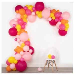 Feestdecoratie 100 stks roze fuchsia geel oranje ballonnen Garland Arch Kit latex ballonmeisjes verjaardag baby shower huwelijken
