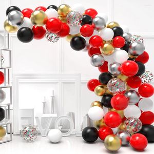 Décoration de fête 100pcs rouge noir blanc or argenté confetti latex ballons garland arc kit pour les décorations d'anniversaire de mariage