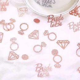 Décoration de fête 100pcs Rose Gold Bride to Diamond Ring Hen Hen Night Heart Willy Paper Confetti Bachelorette Wedding Supplies