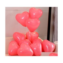 Decoración del partido 100 Unids Ruby Red Latex Globos Amor Corazón Inflable Aire Helio Globo Día de San Valentín Matrimonio Decoración de la boda Suppl Dhcbg