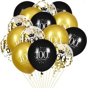 Party Decoration 100th Birthday Ballonnen 15 PCS Black Gold Happy Decorations