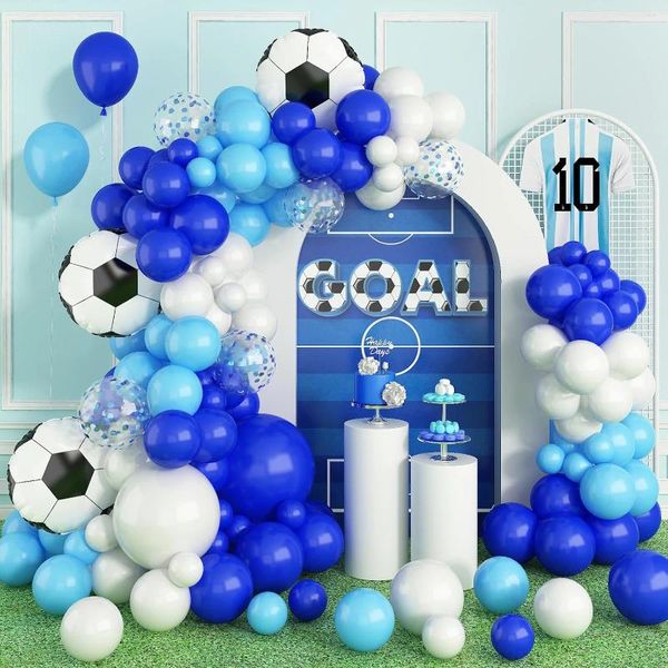 Decoración de fiestas 103 piezas Balono de fútbol Arch Set Blue Boy Temed Anniversary Ceremonía de graduación