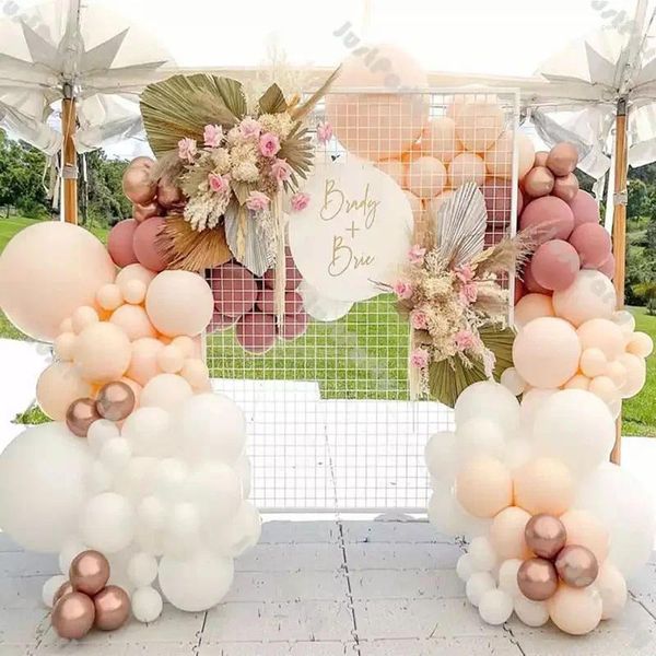 Decoración de fiesta 103 unids Macaroon Beige Globo Guirnalda Morandi Color Látex Globos Kit de arco para cumpleaños Boda Baby Shower Decoración Globos