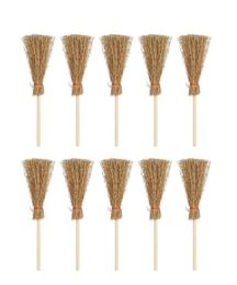 Décoration de fête 1051pcs mini balai rouge Brooms de paille de paille suspendues pour le costume d'Halloween Accessoires de maison de poupée 9127621