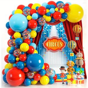 Party Decoratie 105pcs Circus Ballon Arch Kit en krans Carnival -thema Roodblauw Geel kleurrijke verjaardagsbenodigdheden