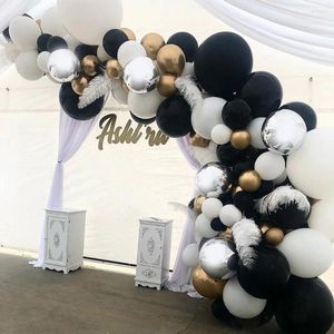 Decoración de fiesta 106 unids Globos Blancos Negros Guirnalda Kit de Arco Globos de Oro Plata para Boda Graduación Cumpleaños Decoración de Navidad