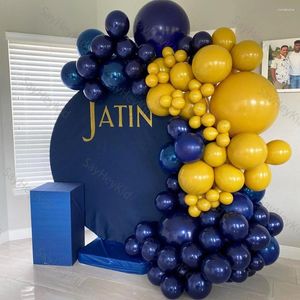 Décoration de fête 107 pièces bleu marine ballons guirlande Kit jaune moutarde pour mariage anniversaire remise des diplômes décorations de fond