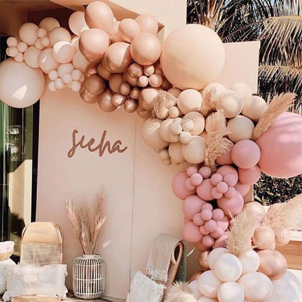 Décoration de fête 108/158 pièces bricolage rétro Blush Nude ballon arche guirlande Kit bébé douche fond doublé crème pêche ballons décor de mariage