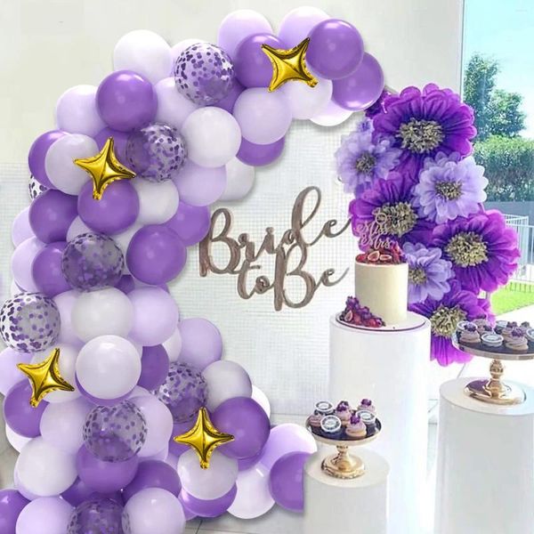 Décoration de fête 108 PCS Confettis Purple Stars Aluminium Die Balon Garland Arches Set Wedding Girls Birthday pour la Saint-Valentin Décorations