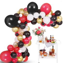 Feestdecoratie 108 stks Zwart Wit Red Gold Confetti Latex Ballon Ballon Garland Kit Casino Card Night Poker Las Vegas Decoraties